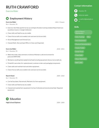 Exercise Rider Resume