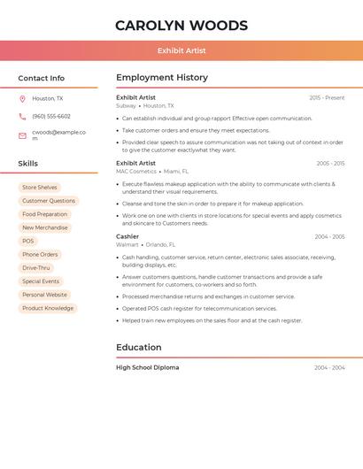 Exhibit Artist Resume