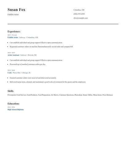 Exhibit Artist Resume