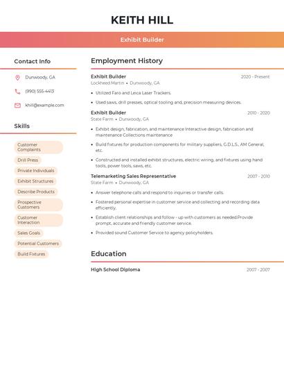 Exhibit Builder Resume