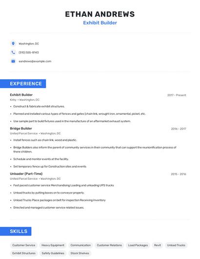 Exhibit Builder Resume