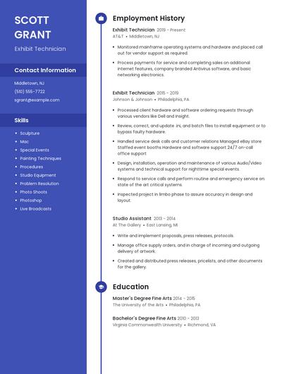 Exhibit Technician Resume
