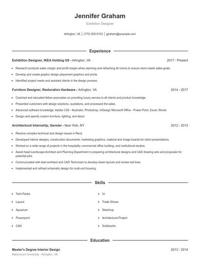 Exhibition Designer Resume