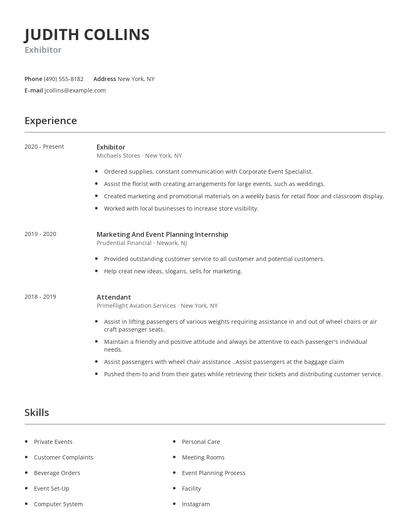 Exhibitor Resume