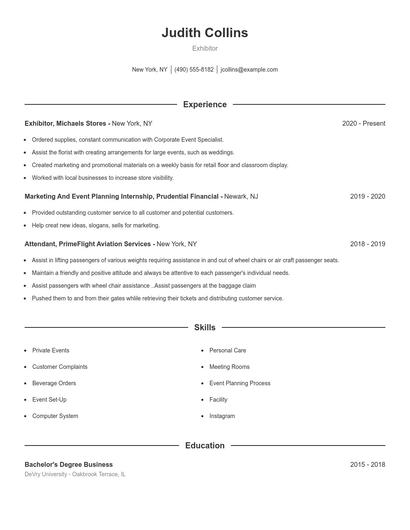 Exhibitor Resume