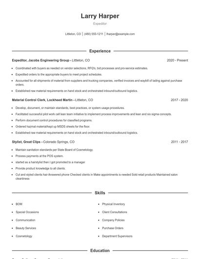 Resume example 1