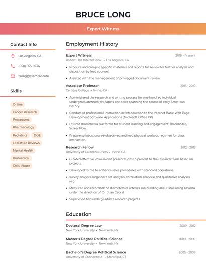 Expert Witness Resume