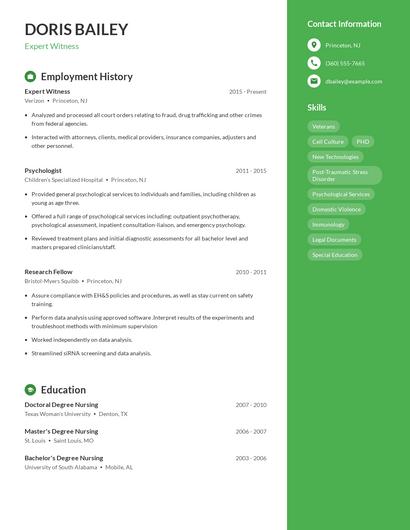 Expert Witness Resume