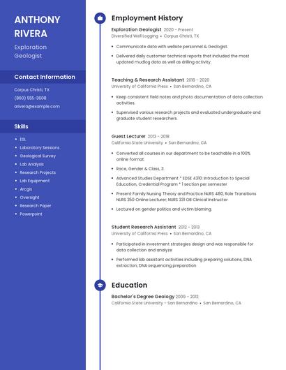 Exploration Geologist Resume
