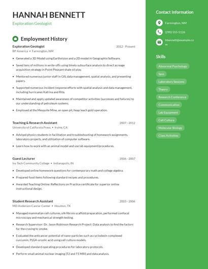 Exploration Geologist Resume
