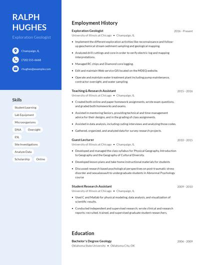 Exploration Geologist Resume