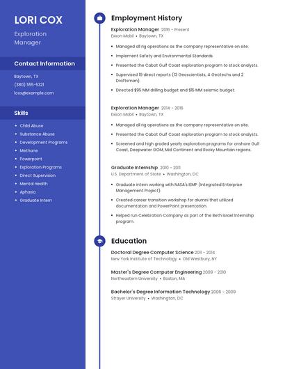 Exploration Manager Resume