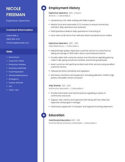 Explosive Operator Resume