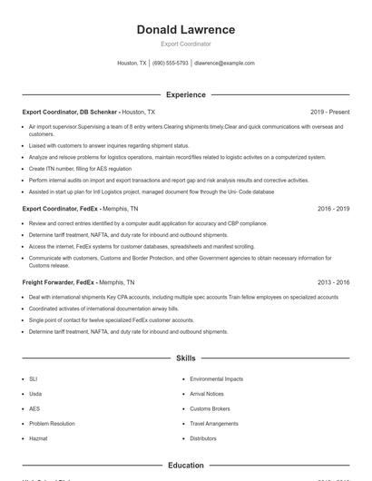 Resume example 1