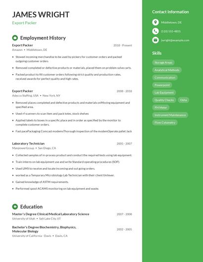 Export Packer Resume