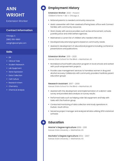 Extension Worker Resume
