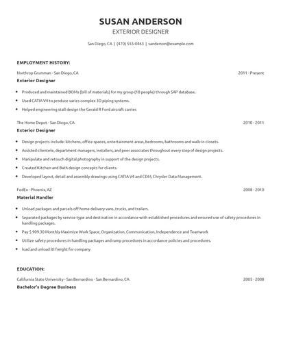 Exterior Designer Resume