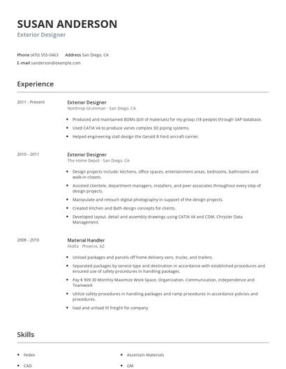 Exterior Designer Resume