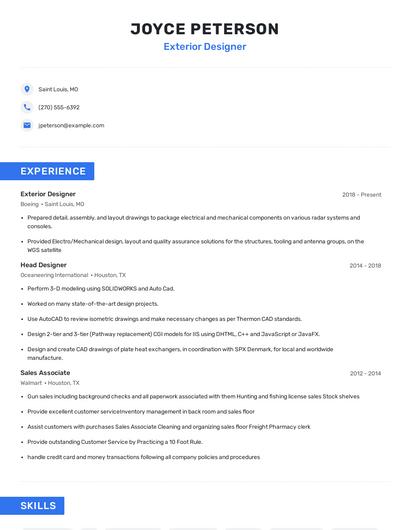 Exterior Designer Resume
