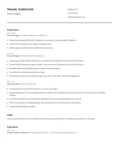 Exterior Designer Resume