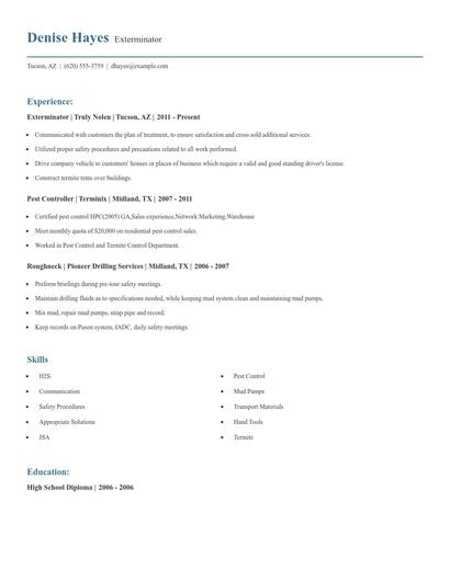 Exterminator Resume