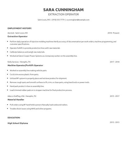Extraction Operator Resume