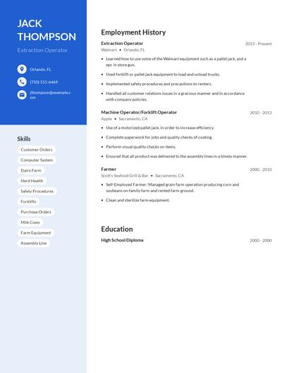 Extraction Operator Resume