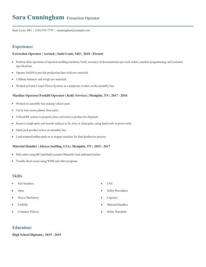 Extraction Operator Resume