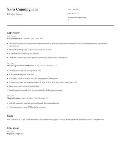 Extraction Operator Resume