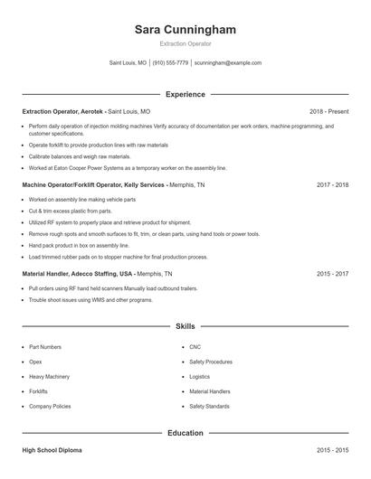 Extraction Operator Resume