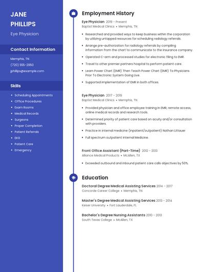 Eye Physician Resume