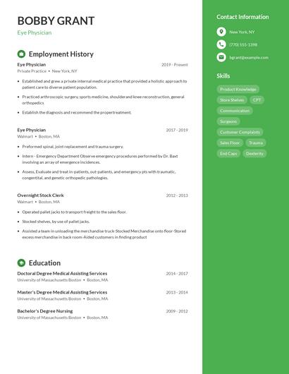 Eye Physician Resume