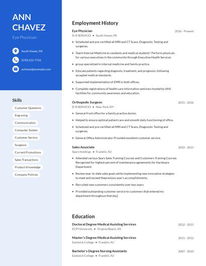 Eye Physician Resume