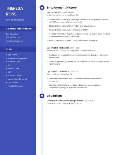 Eye Technician Resume