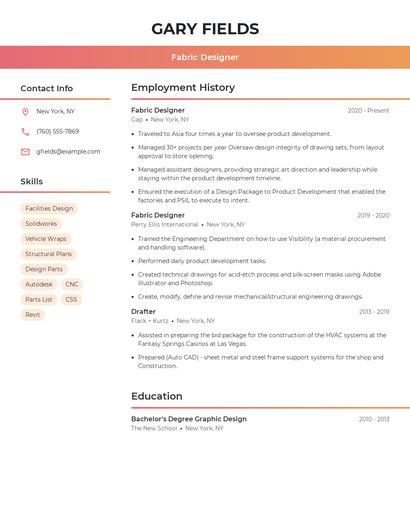 Fabric Designer Resume