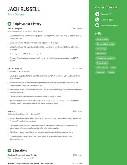 Fabric Designer Resume