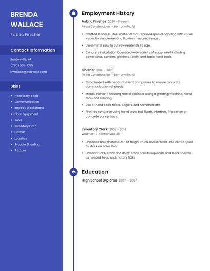 Fabric Finisher Resume