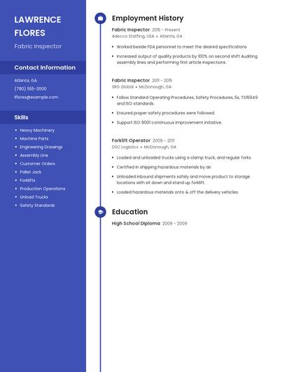 Fabric Inspector Resume