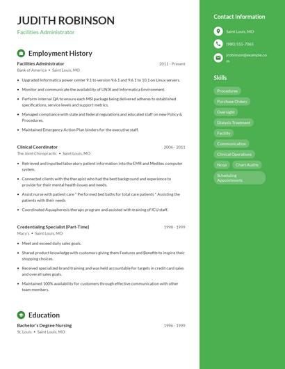 Facilities Administrator Resume