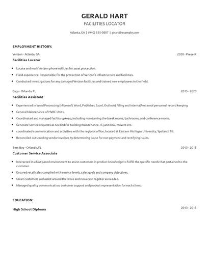 Facilities Locator Resume