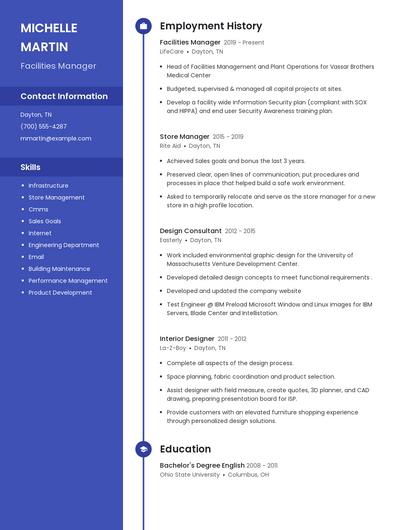 Facilities Manager Resume