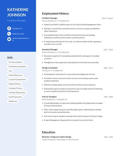 Facilities Manager Resume