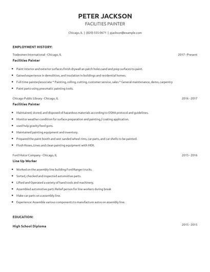 Facilities Painter Resume