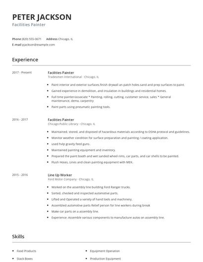 Facilities Painter Resume
