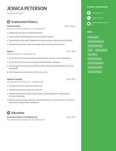 Facilities Painter Resume
