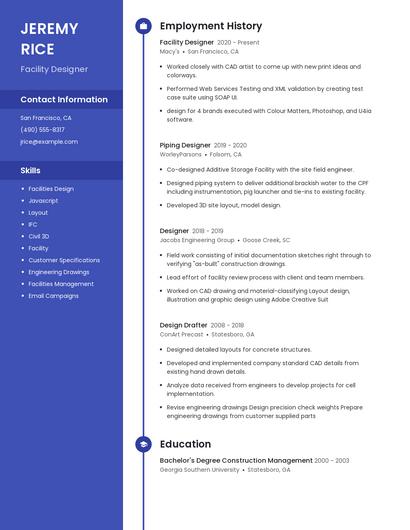 Facility Designer Resume