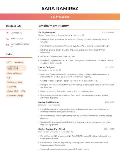 Facility Designer Resume