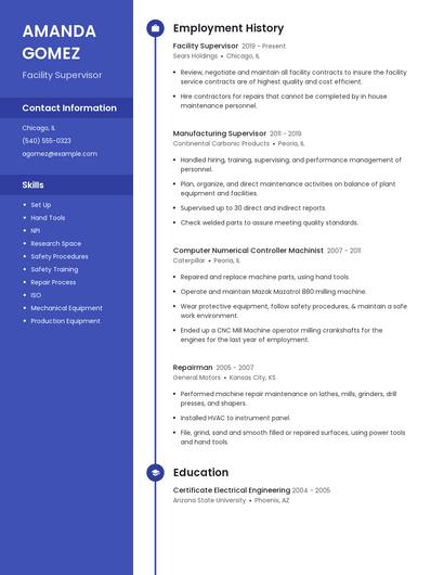 Facility Supervisor Resume