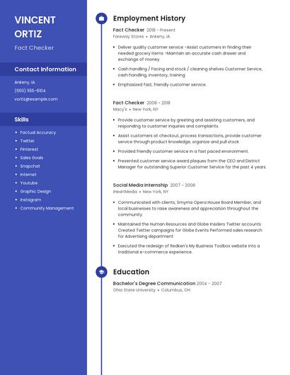 Fact Checker Resume