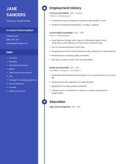 Factory Assembler Resume